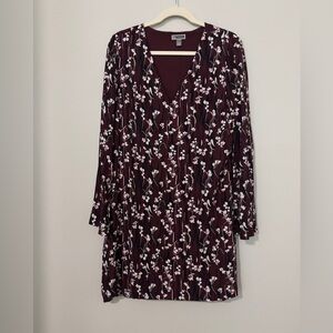 Chelsea28 Burgundy Floral Long Sleeve Dress
